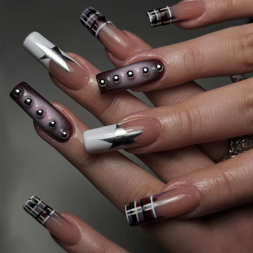 Artificial nails with elegant geometric design Bowlift