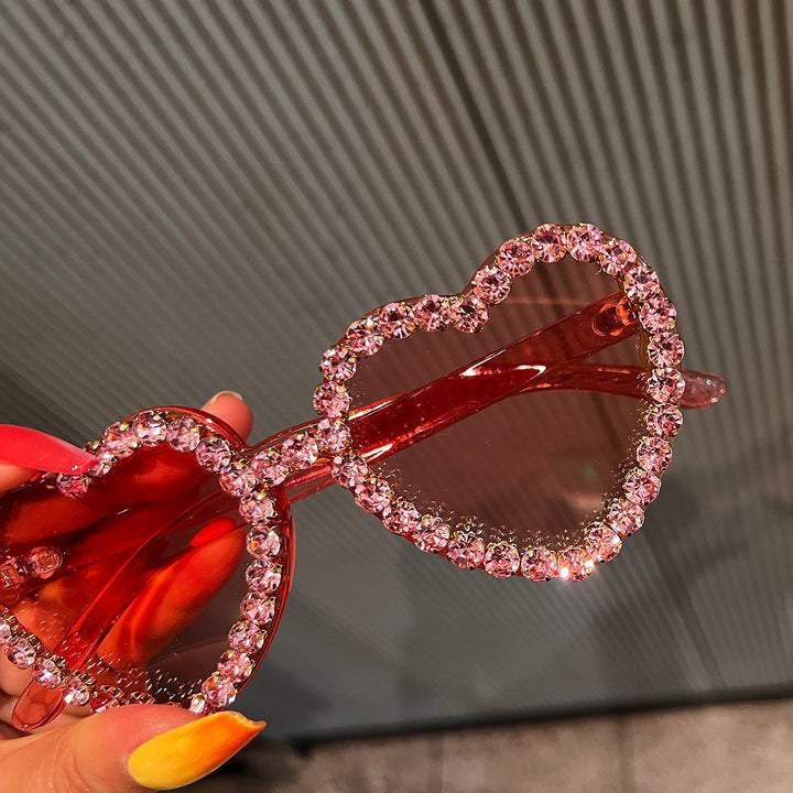 Women's Heart-Shaped Sunglasses with Rhinestone Decoration Bowlift
