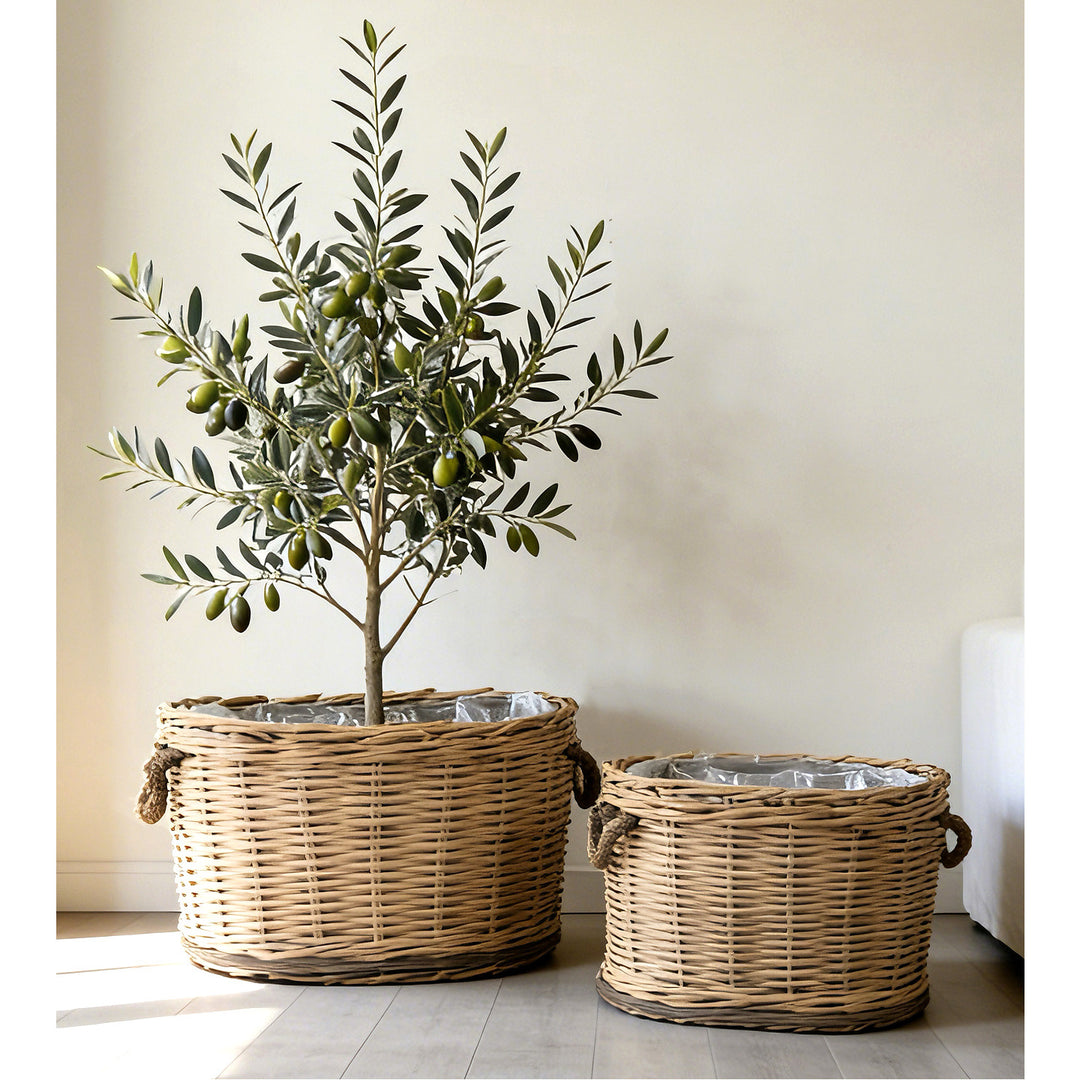 Handwoven storage basket with carrying handles Bowlift