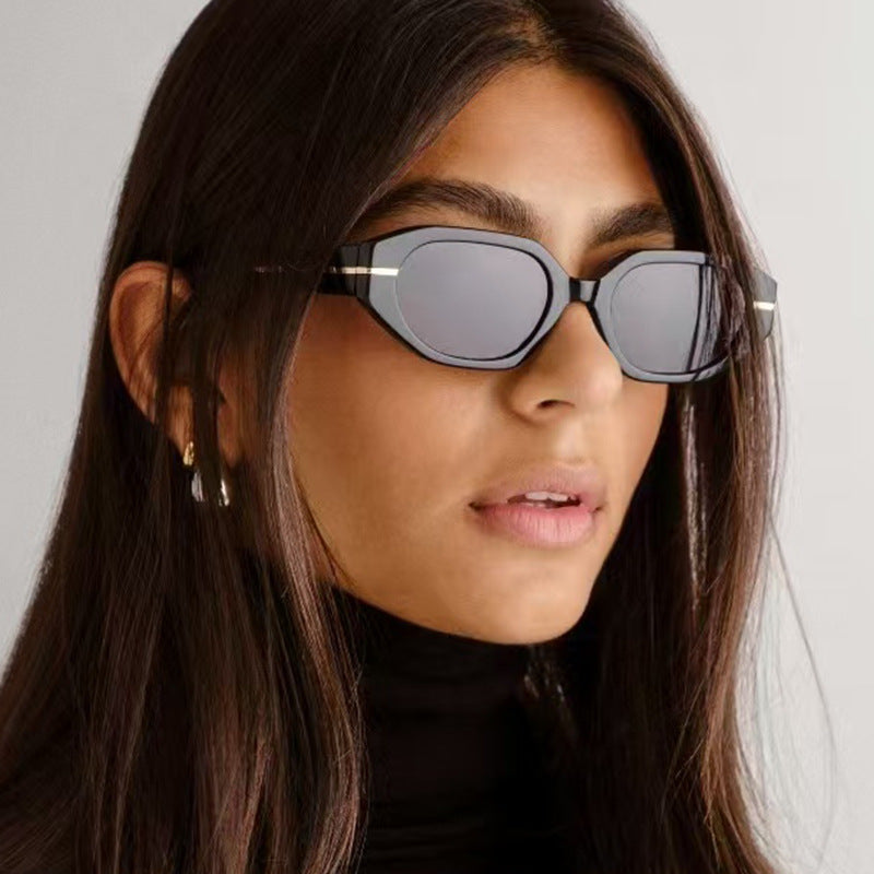 Women's stylish geometric sunglasses with mirrored lenses and unique frame Bowlift
