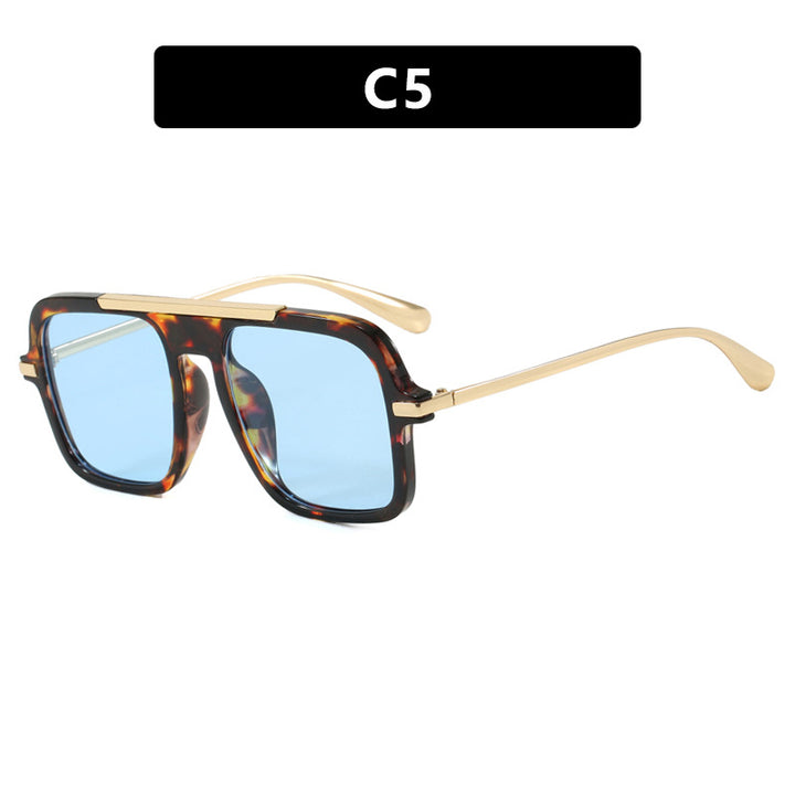 Women's square designer sunglasses with gold accents and protective UV filter Bowlift