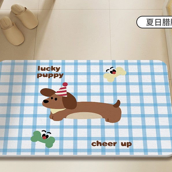 Playful Dog-Themed Bathroom Mat