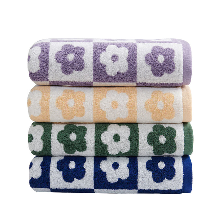 Women's Luxurious Terry Bath Towel with Floral Pattern Bowlift