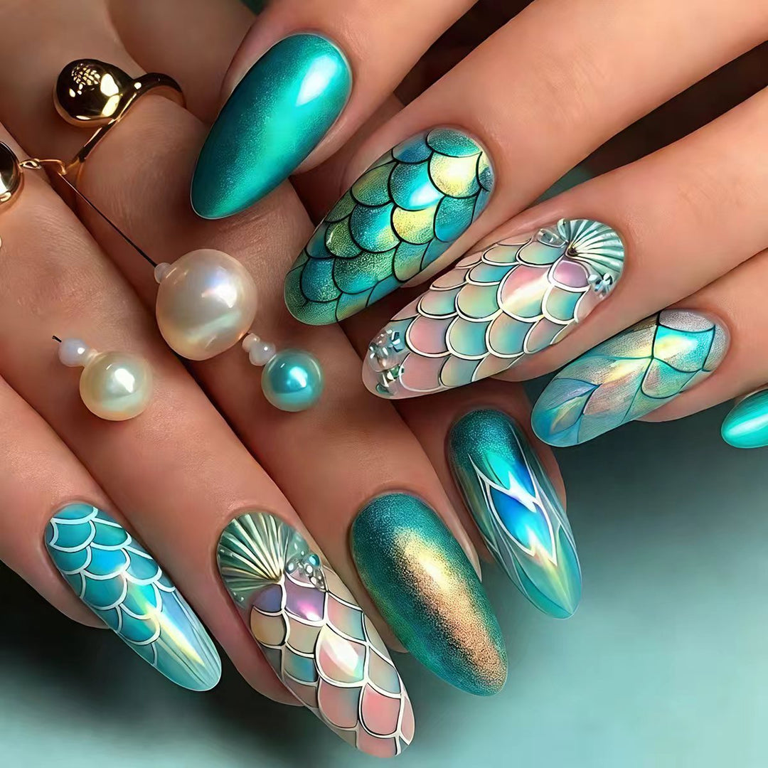 Artistic Mermaid-Scale Nail Art Bowlift