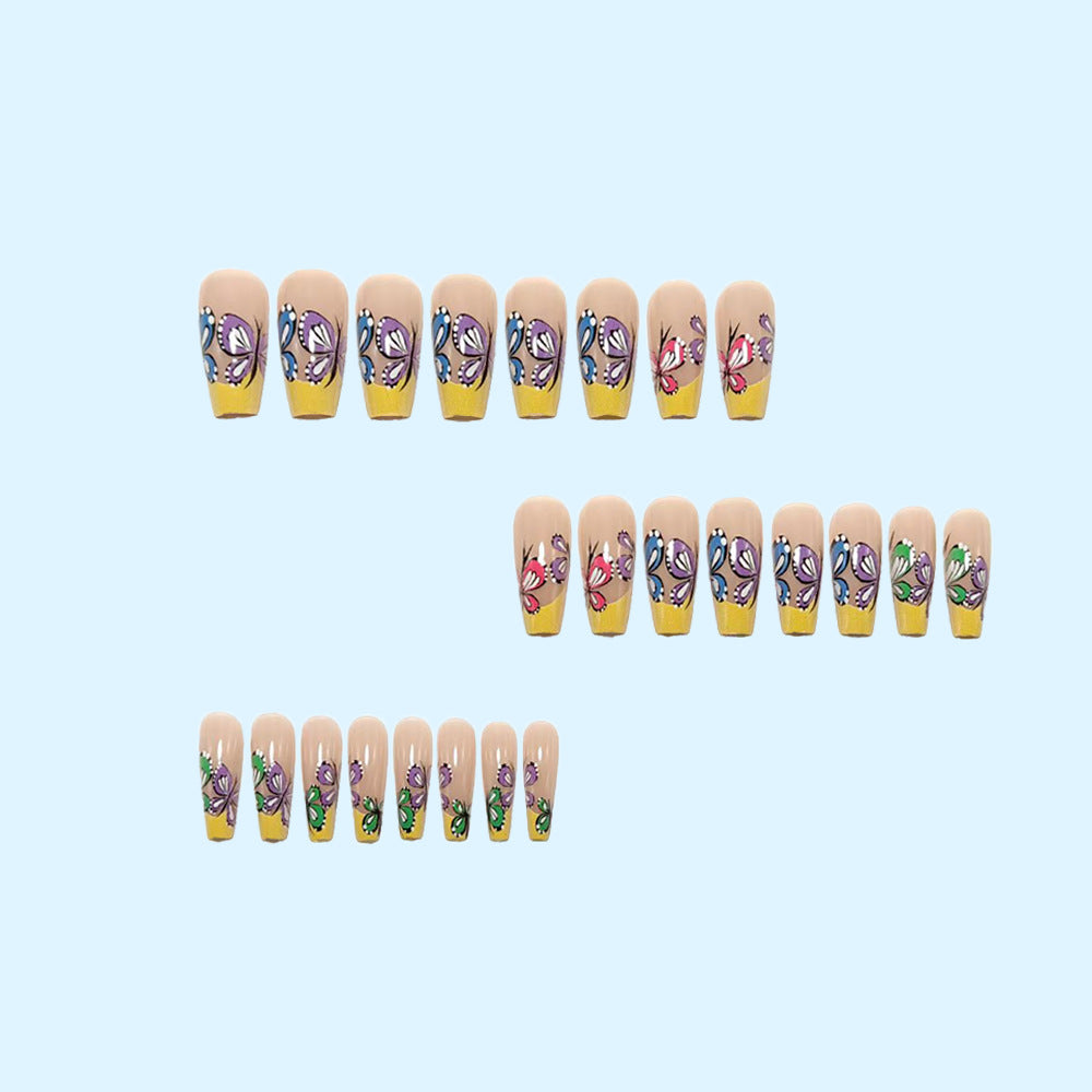 Colorful artificial nails with butterfly design Bowlift