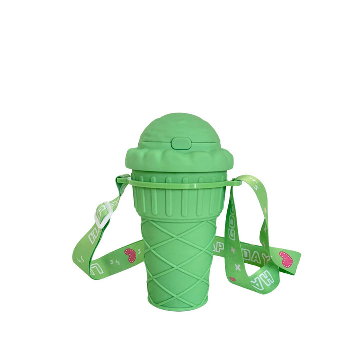 Women’s creative ice cream cup drinking bottle with practical carrying strap Bowlift