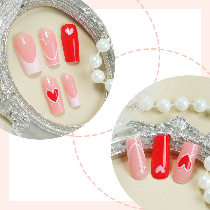 Heart-Themed Press-On Nails Bowlift
