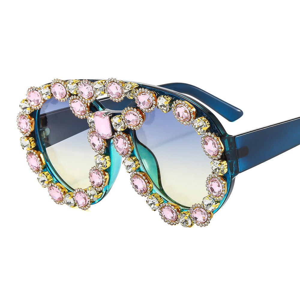 Ladies Glamorous Statement Sunglasses with Eye-Catching Crystal Frame Bowlift