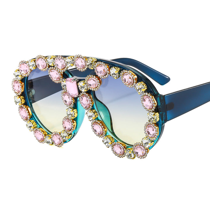 Ladies Glamorous Statement Sunglasses with Eye-Catching Crystal Frame Bowlift