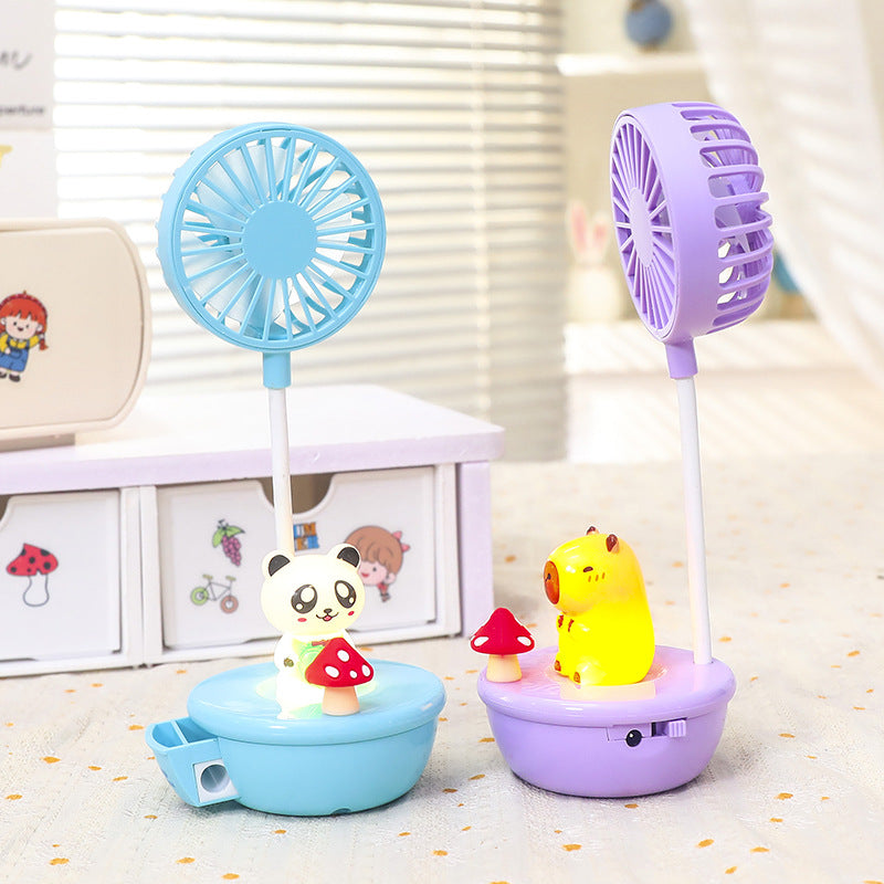 Women Portable Fan with LED Light and Animal Design Bowlift