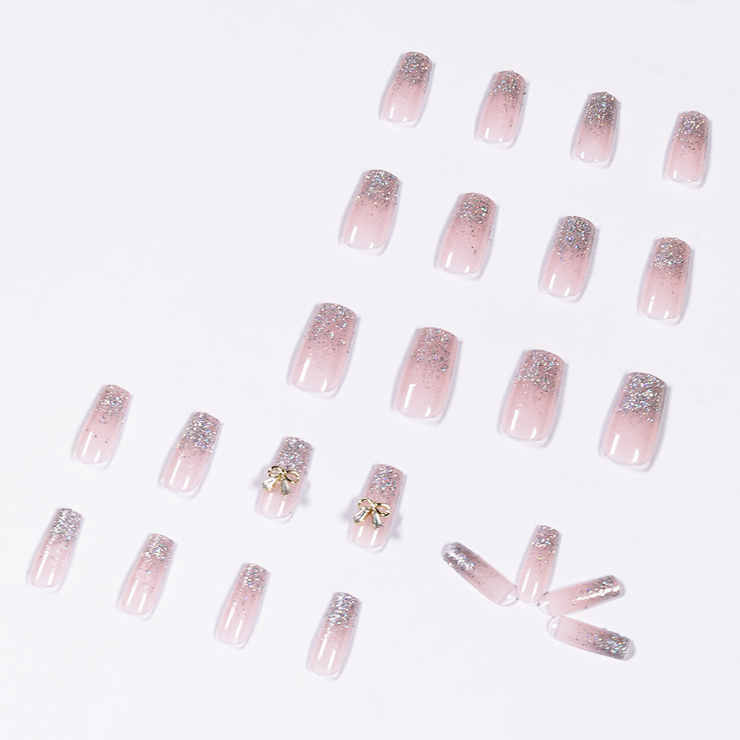 Artful Nail Extensions with Glitter and Decoration Bowlift