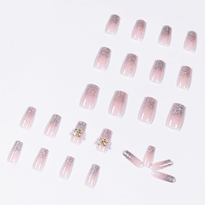 Artful Nail Extensions with Glitter and Decoration Bowlift