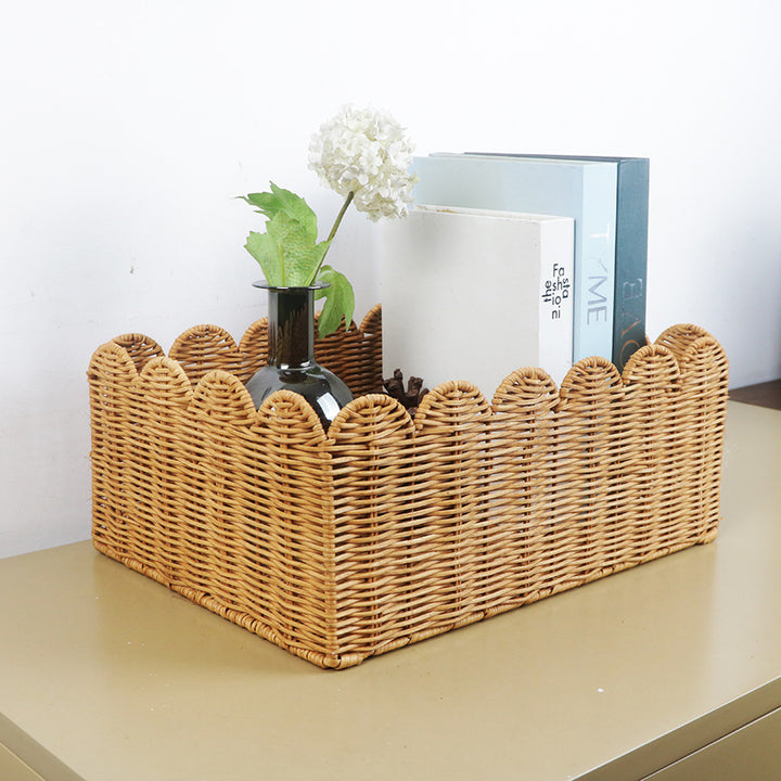 Scalloped Woven Storage Basket Bowlift