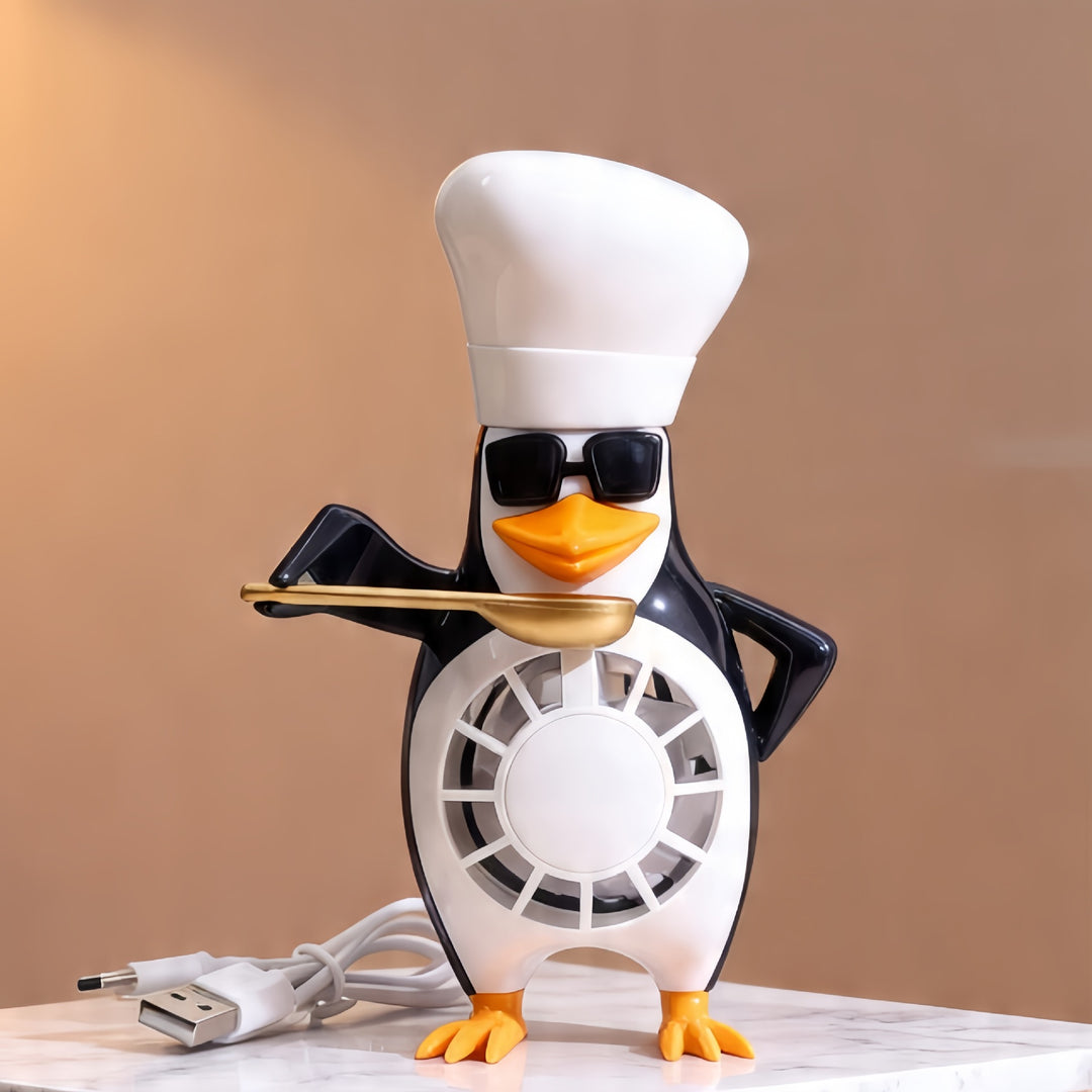 Ladies table fan in modern penguin design Bowlift