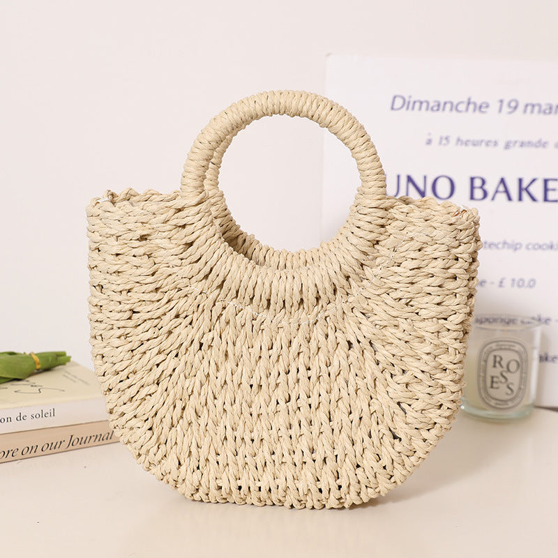 Trendy Bast Bag with Round Handle and Textured Design Bowlift