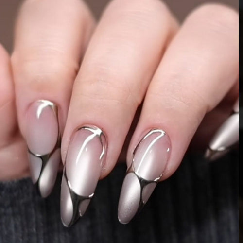 Premium Stiletto Nail Art Set with Chrome Accents Bowlift