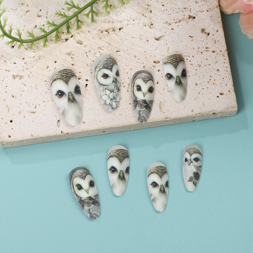 Artificial nails with owl design Bowlift
