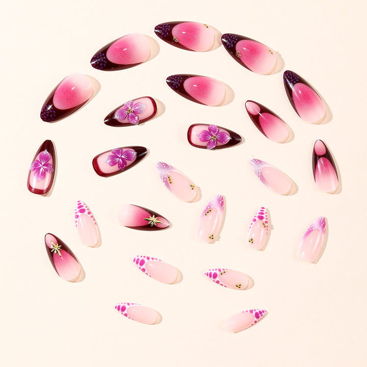 Floral-Accent Stiletto Nail Art Extensions Bowlift