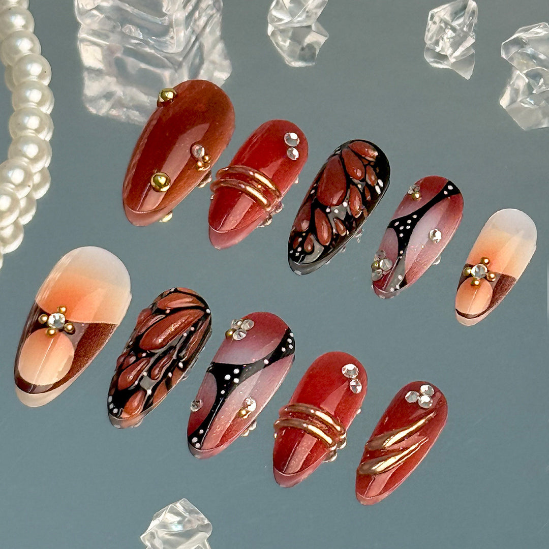 Artificial Nails with Luxurious Decorations Bowlift