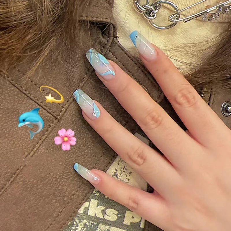 Artful acrylic nails with maritime design Bowlift