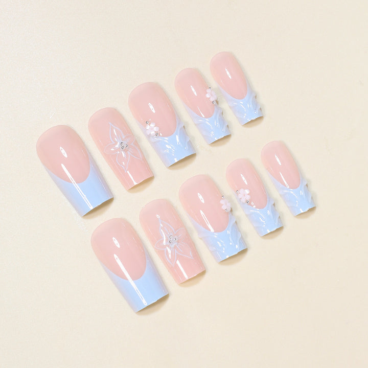 3D Floral Decorative Press-On Nail Art Bowlift