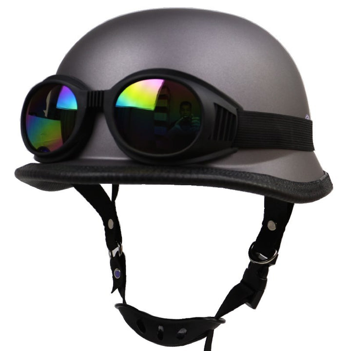 Vintage Motorcycle Helmet with Protective Goggles Bowlift