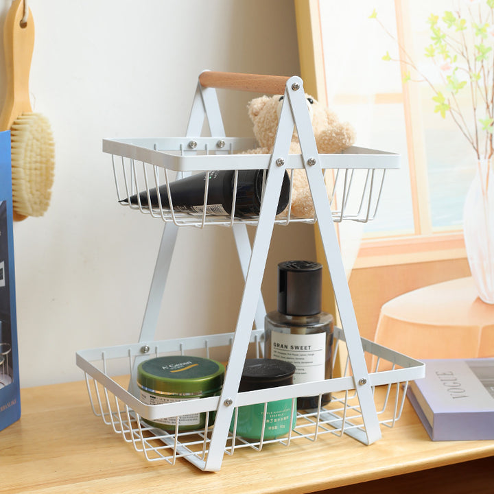 Sturdy Two-Tier Metal Storage Basket Bowlift