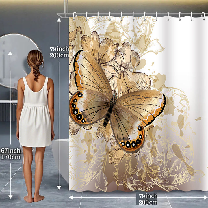 Butterfly-Inspired Floral Shower Curtain Bowlift