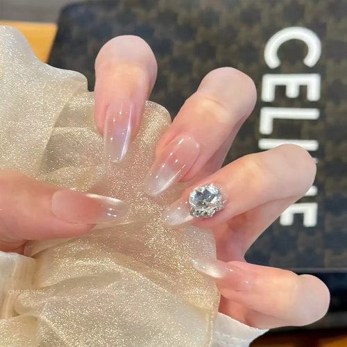 Elegant artificial nail tips with glitter accent Bowlift