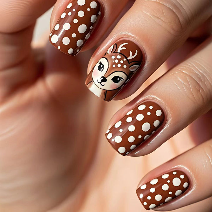 Artistic 3D Reindeer-Themed Nail Art Bowlift
