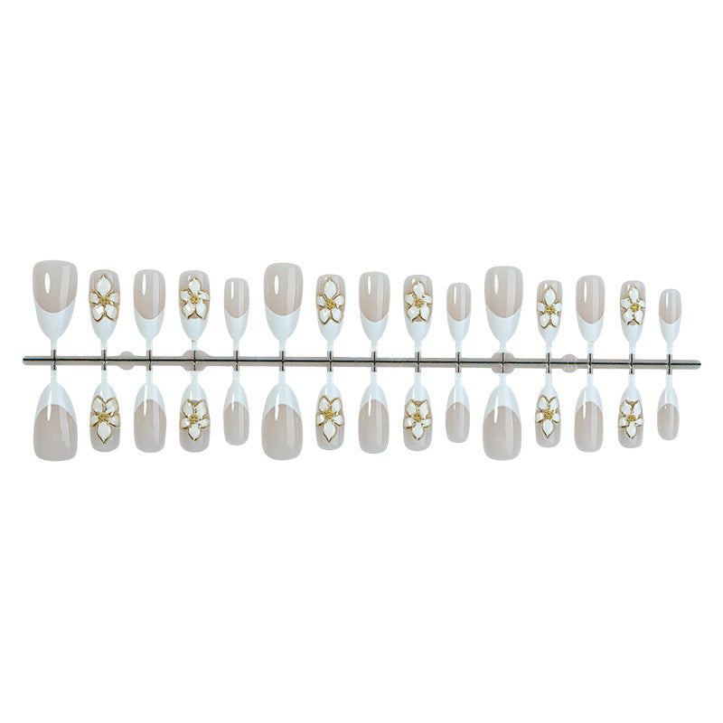 Elegant Floral-Embellished Press-On Nail Set Bowlift