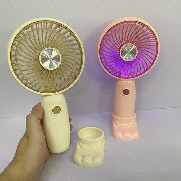 Unisex Portable Handheld Fan with LED Lighting and Creative Design Bowlift