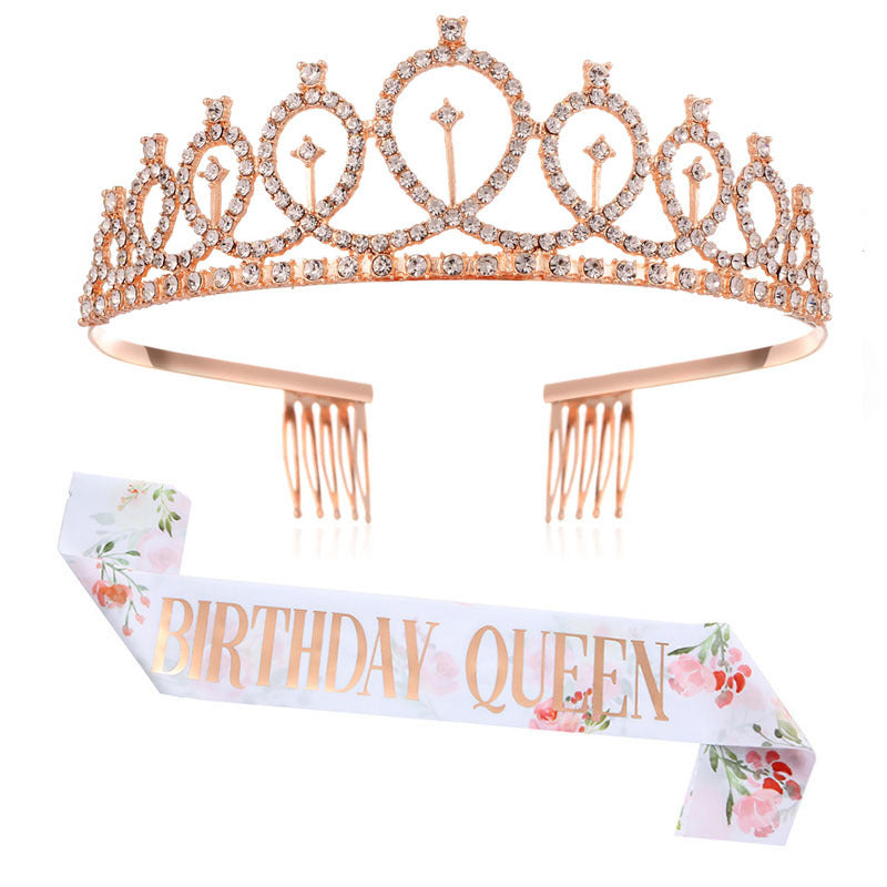 Ladies Sparkling Crown with Rhinestone Decorations Bowlift