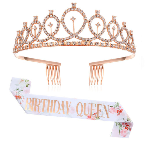 Ladies Sparkling Crown with Rhinestone Decorations Bowlift