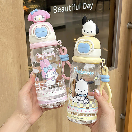 Ladies water bottle with interactive lid and cute Pochacco design Bowlift