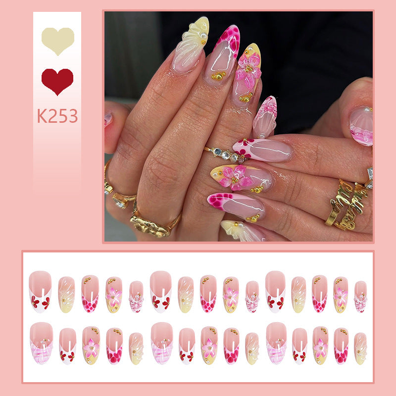 Artificial Nail Set with Floral and Glamorous Decorations Bowlift