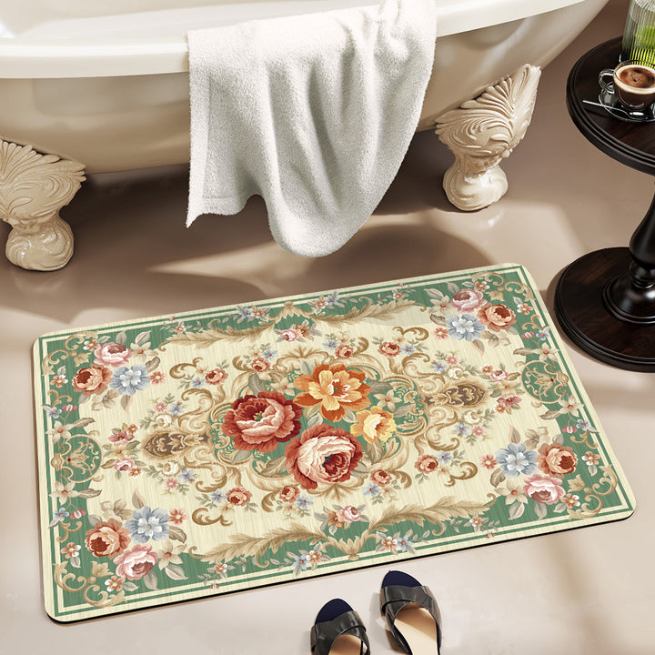 Elegant Vintage Floral Bath Mat Bowlift 1788245864
