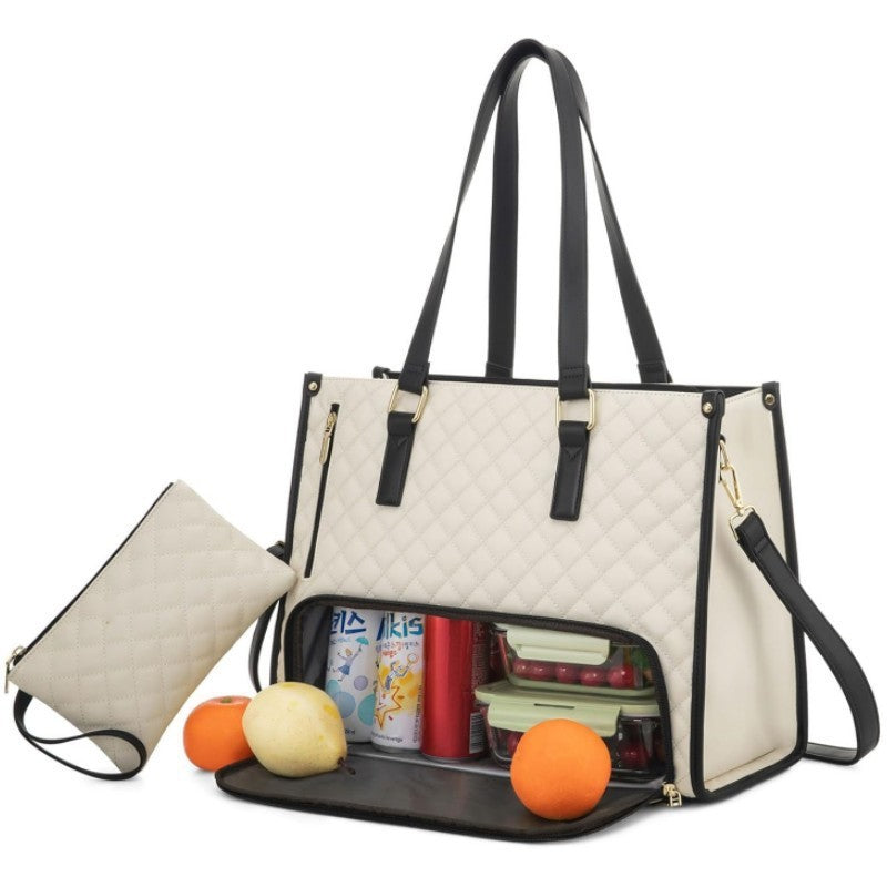 Quilted Multi-Pocket Insulated Lunch Tote Bowlift