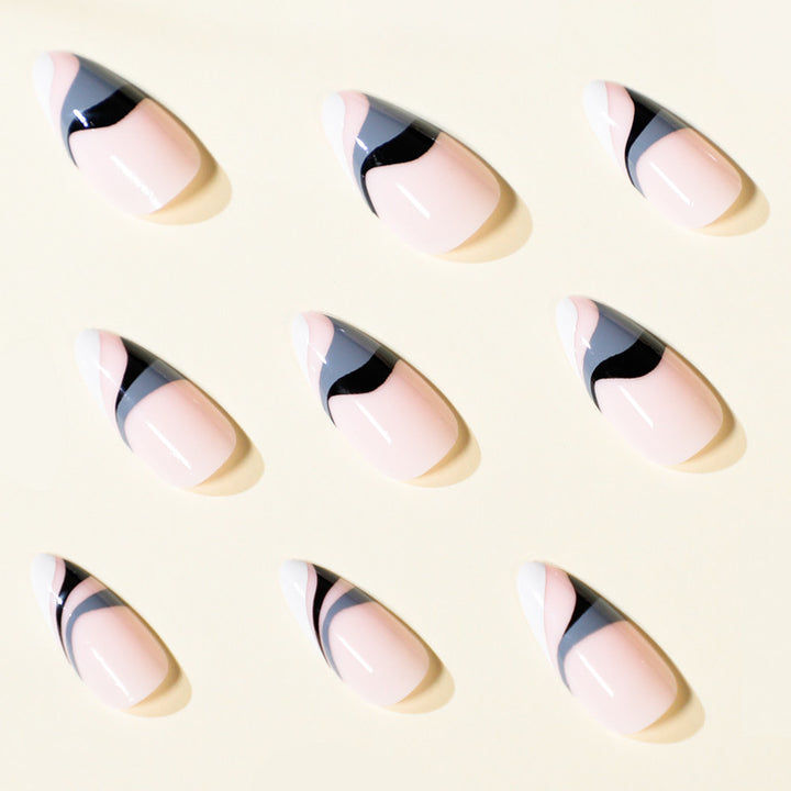 Artful nail extensions with creative wave pattern Bowlift