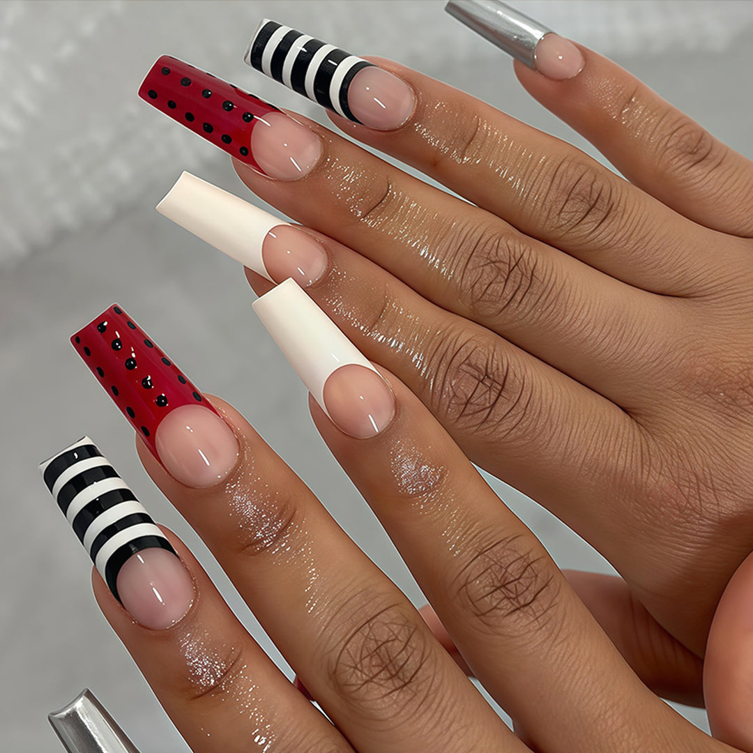 Decorative Long Press-On Nail Art Tips Bowlift