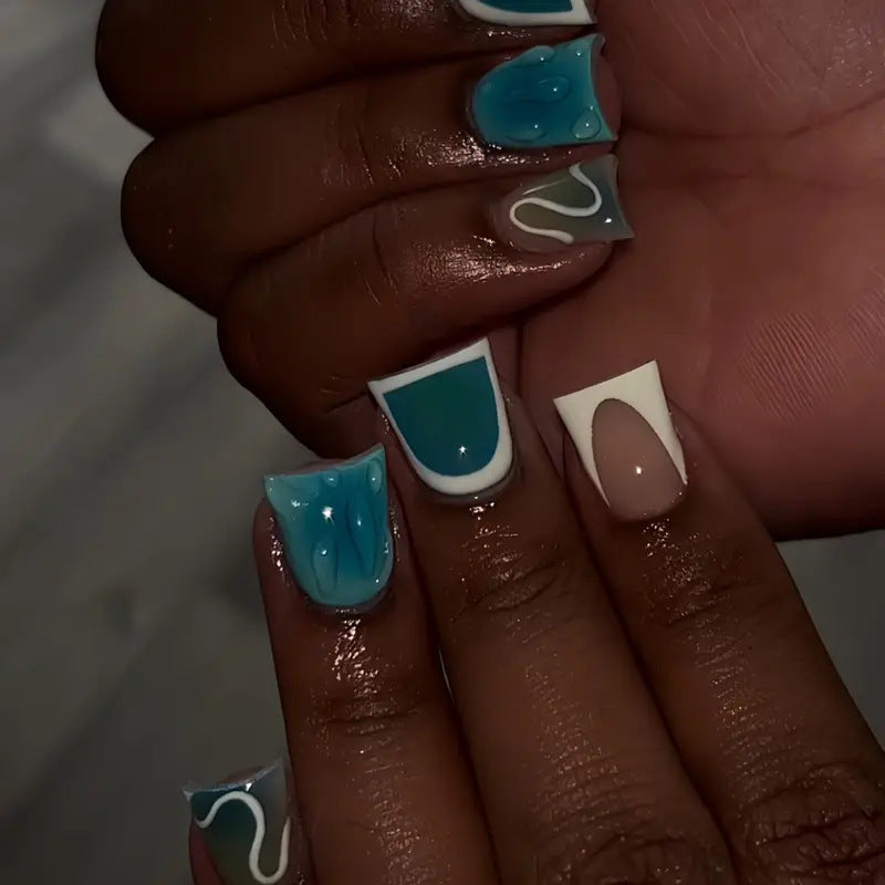 Artistic Abstract Press-On Nail Design Bowlift
