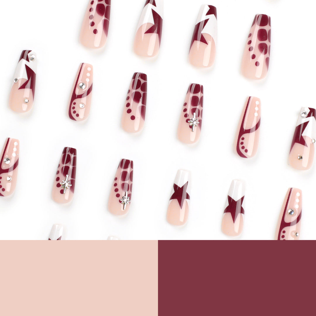 Artful Nail Extensions with Glitter and Star Motifs Bowlift