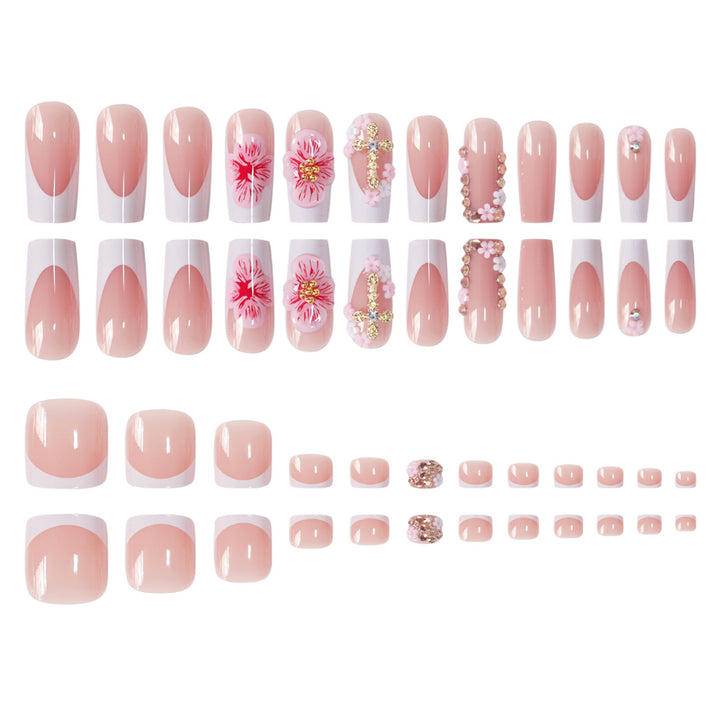 Floral Accent Press-On Nail Art Set Bowlift