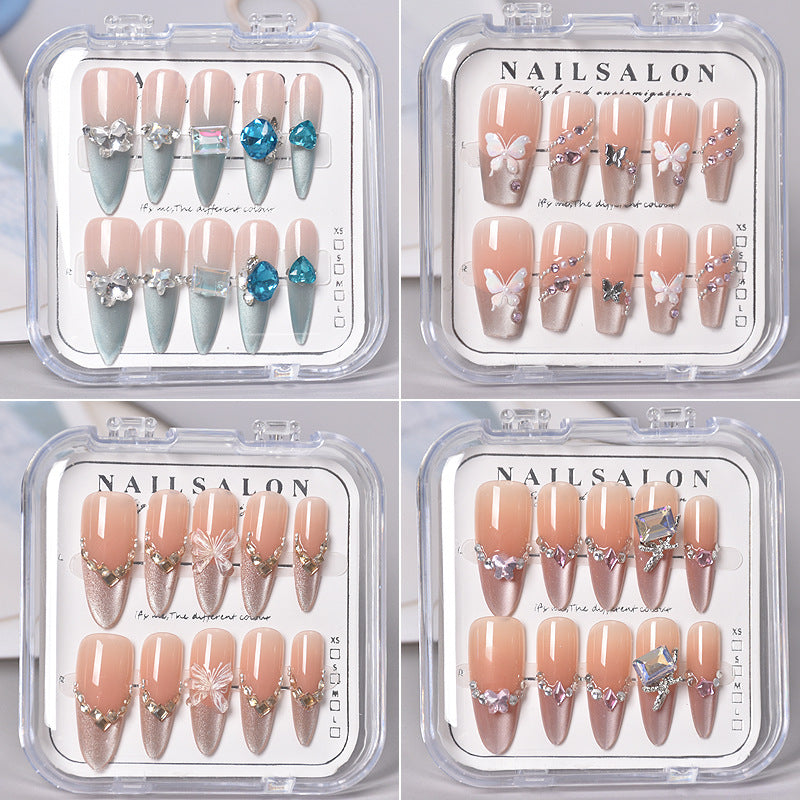 Glamorous Heart-Themed Press-On Nail Set Bowlift
