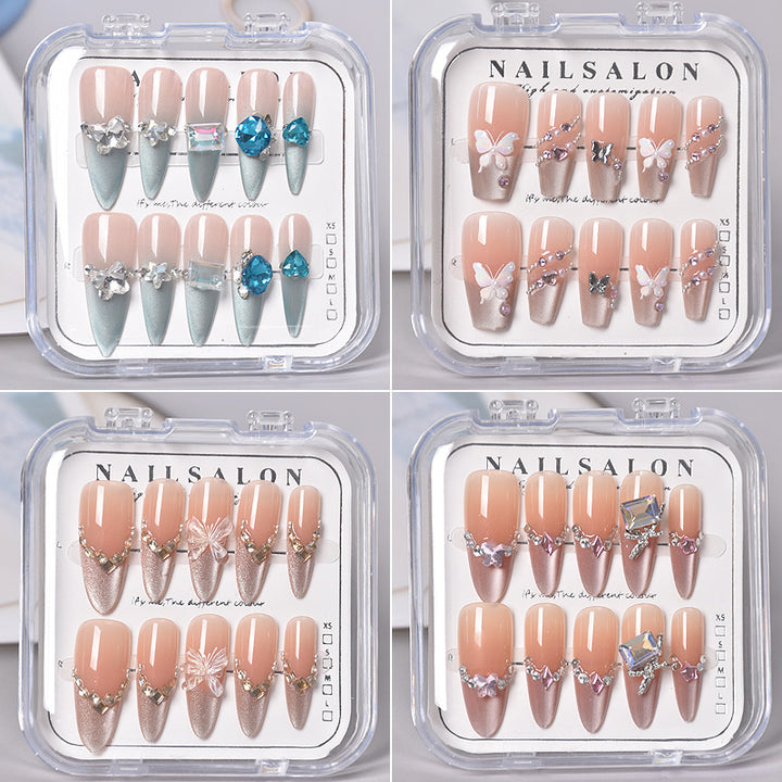 Glamorous Heart-Themed Press-On Nail Set Bowlift