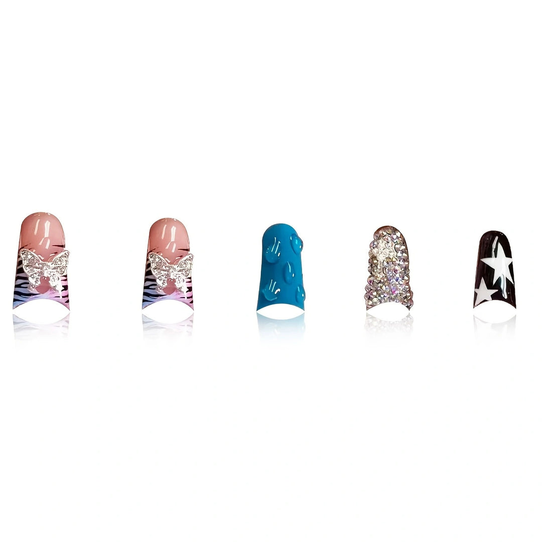 Glamorous Press-On Nail Art Set with Unique Decorative Elements Bowlift