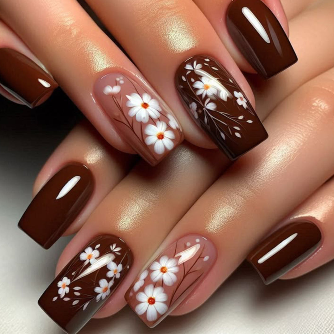 Floral Accent Acrylic Nail Art Extensions Bowlift 1789713261
