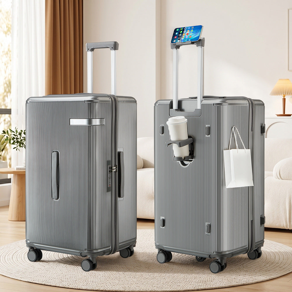 Ridged Hard Shell Rolling Carry-On Suitcase