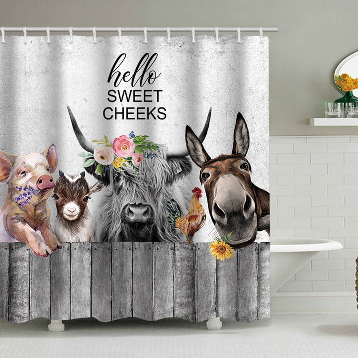 Playful Bear-Themed Shower Curtain Bowlift