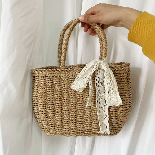 Handwoven basket bag with elegant bow Bowlift
